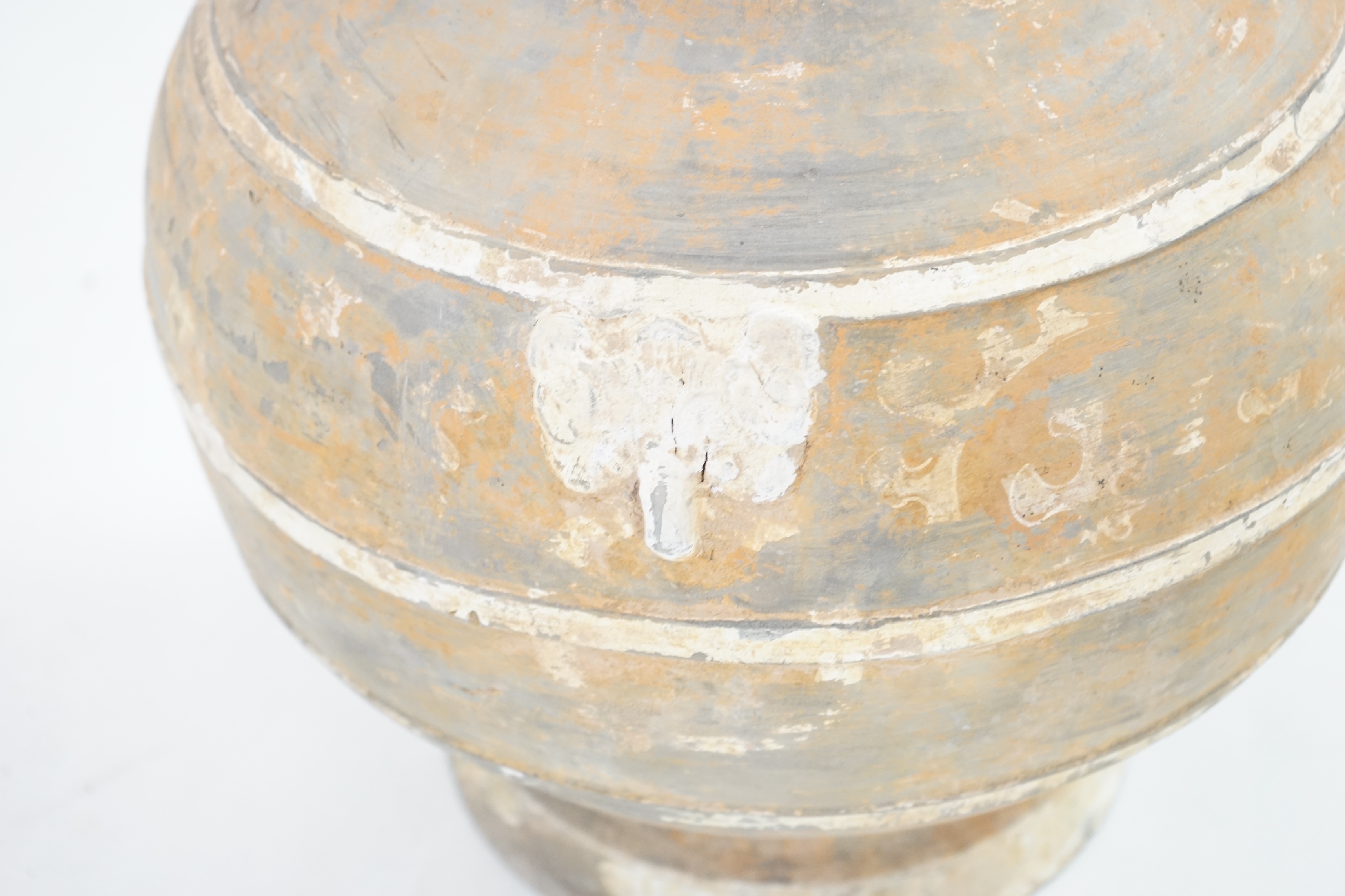 A large Chinese painted pottery Hu jar, Western Han Dynasty (206 BC-AD 8)